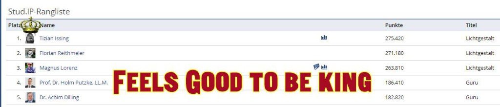 Rangliste in Stud.IP. Ziel: König.